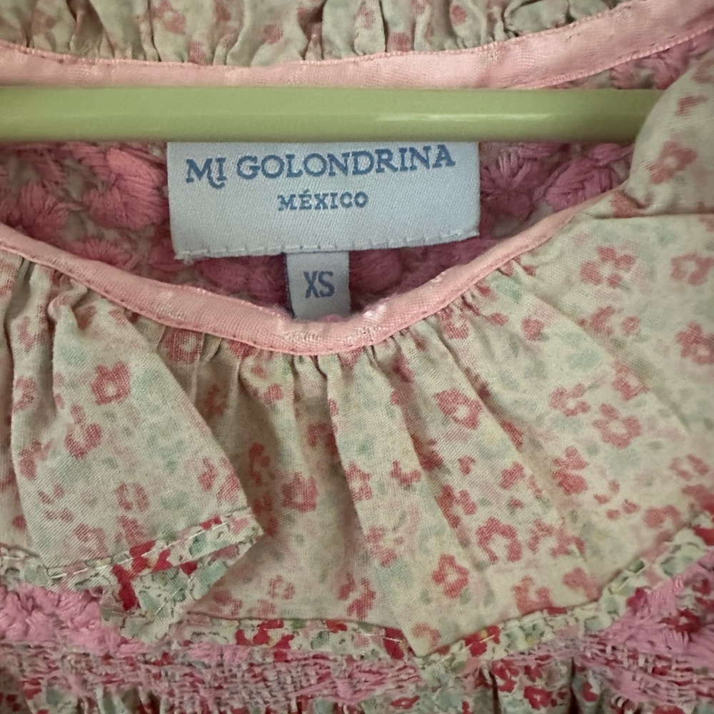 Mi Golondrina Light Pink Embroidered Shirt XS - Picture 2 of 3